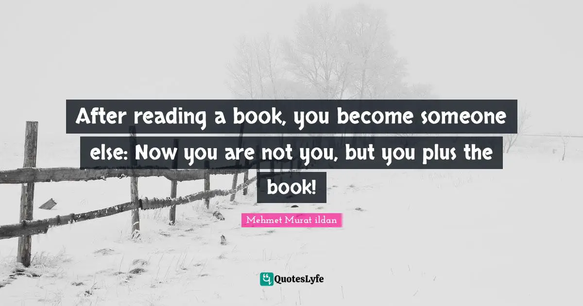 After reading a book, you become someone else: Now you are not you, but you plus the book!