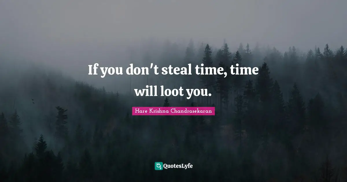 If you don't steal time, time will loot you.