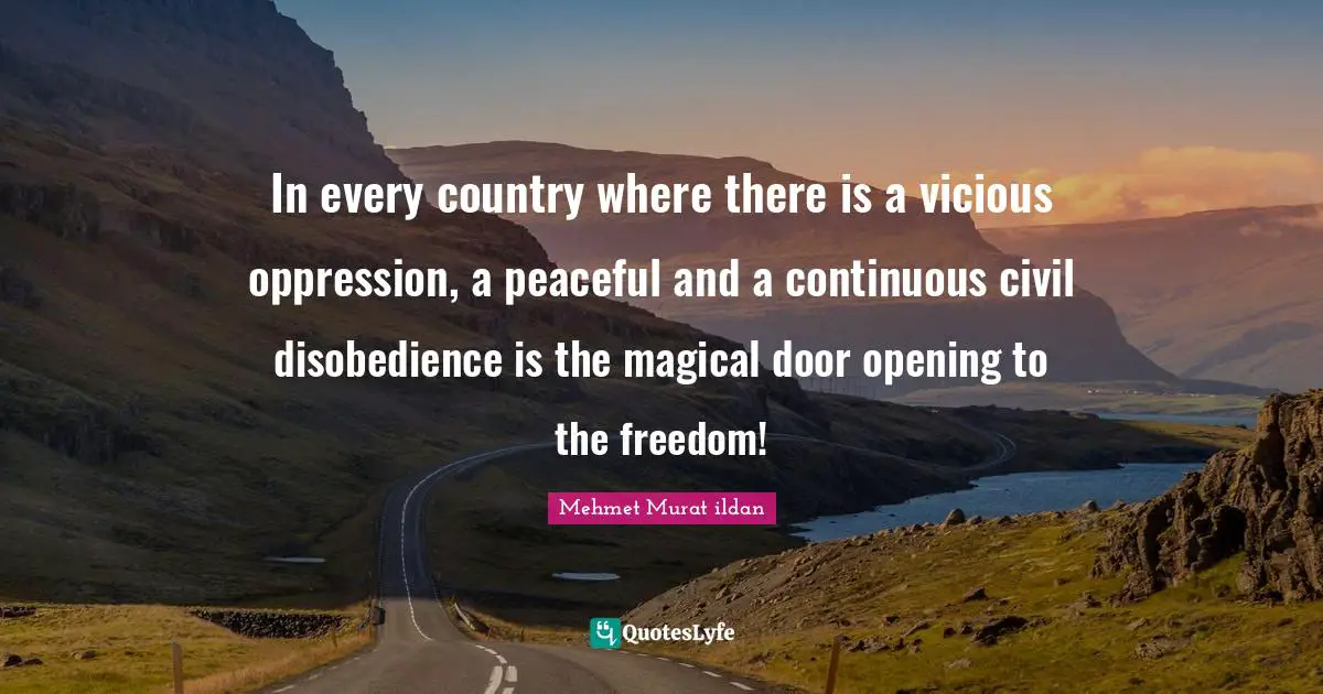 In every country where there is a vicious oppression, a peaceful and a continuous civil disobedience is the magical door opening to the freedom!