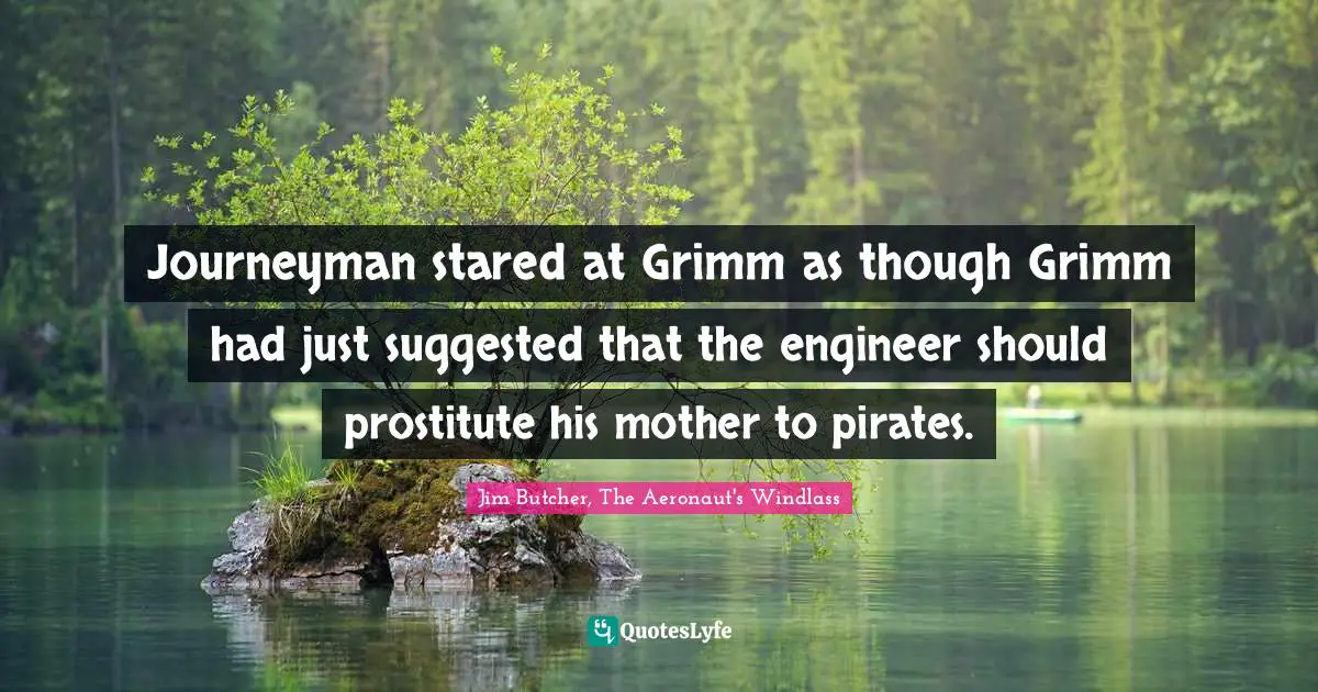 Journeyman stared at Grimm as though Grimm had just suggested that the engineer should prostitute his mother to pirates.