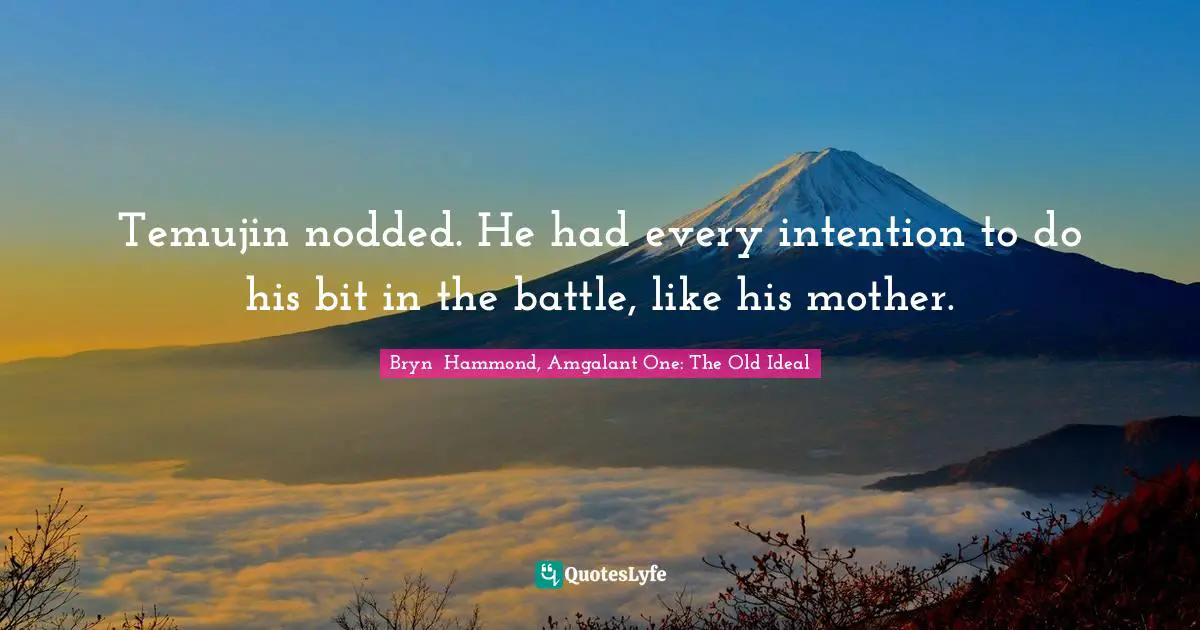 Temujin nodded. He had every intention to do his bit in the battle, like his mother.