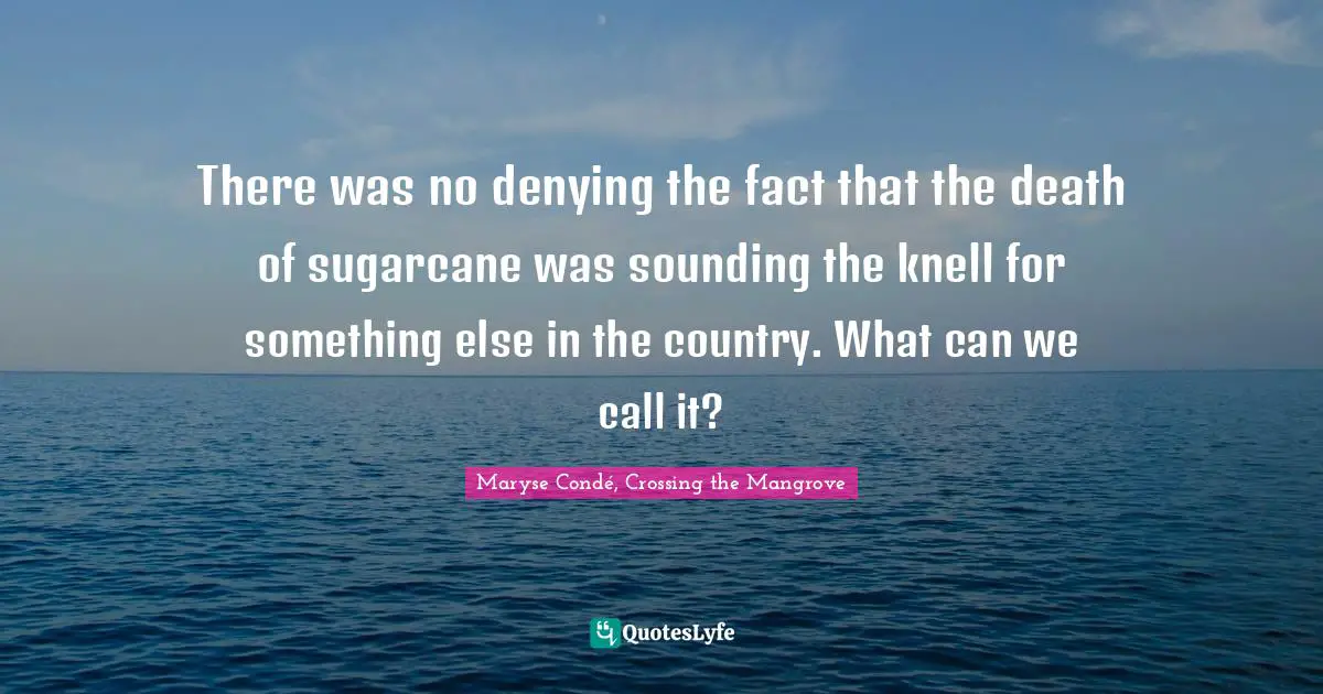 There was no denying the fact that the death of sugarcane was sounding the knell for something else in the country. What can we call it?