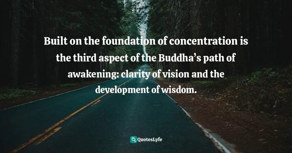 Built on the foundation of concentration is the third aspect of the Buddha’s path of awakening: clarity of vision and the development of wisdom.