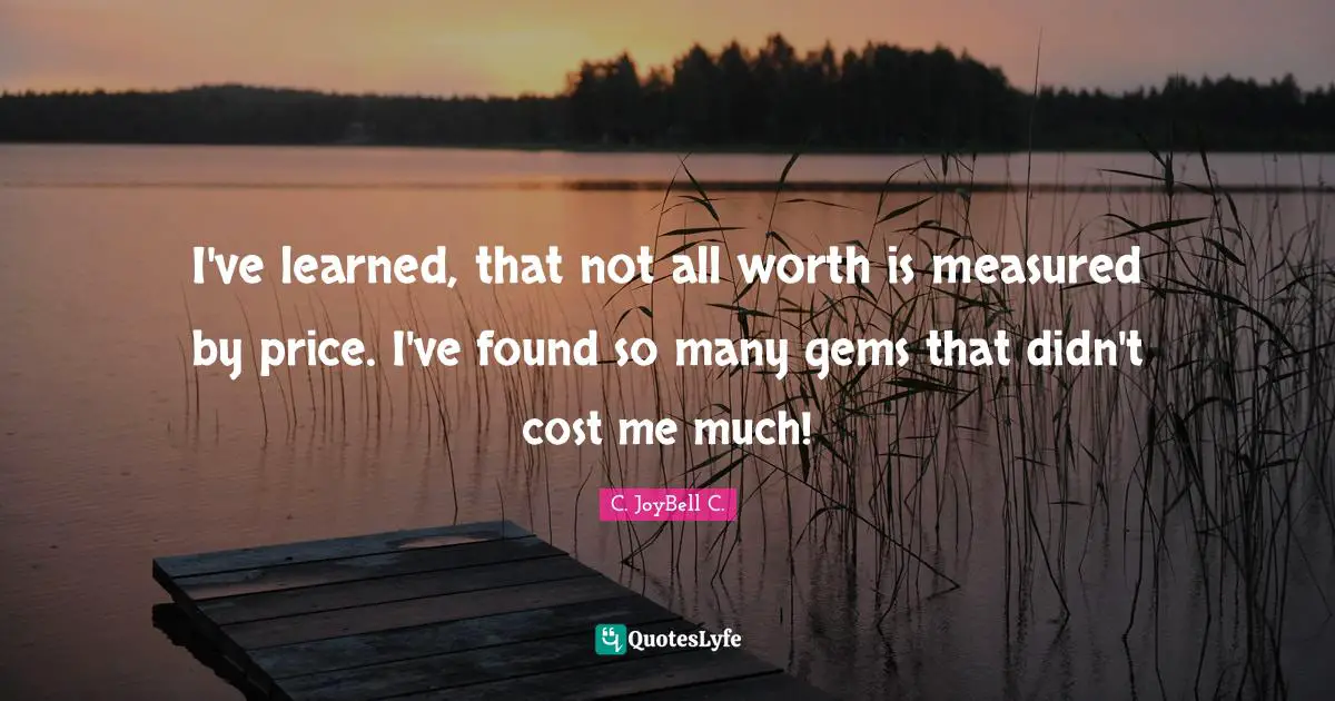 I've learned, that not all worth is measured by price. I've found so many gems that didn't cost me much!