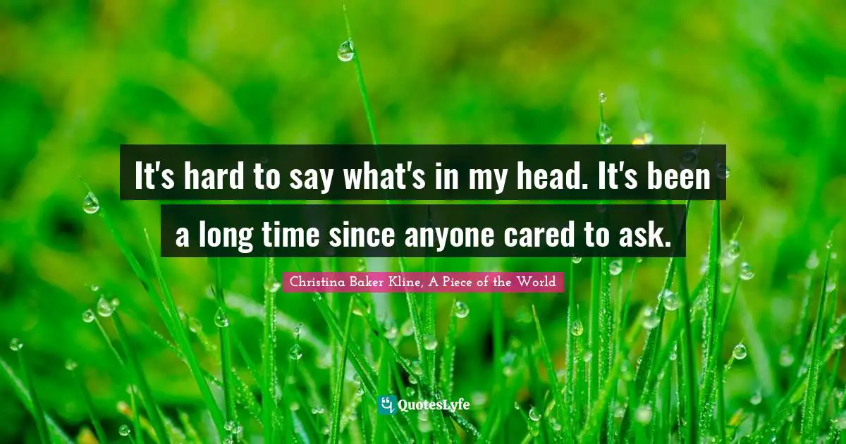 Thoughts Of The Mind Quotes: "It's hard to say what's in my head. It's been a long time since anyone cared to ask."
