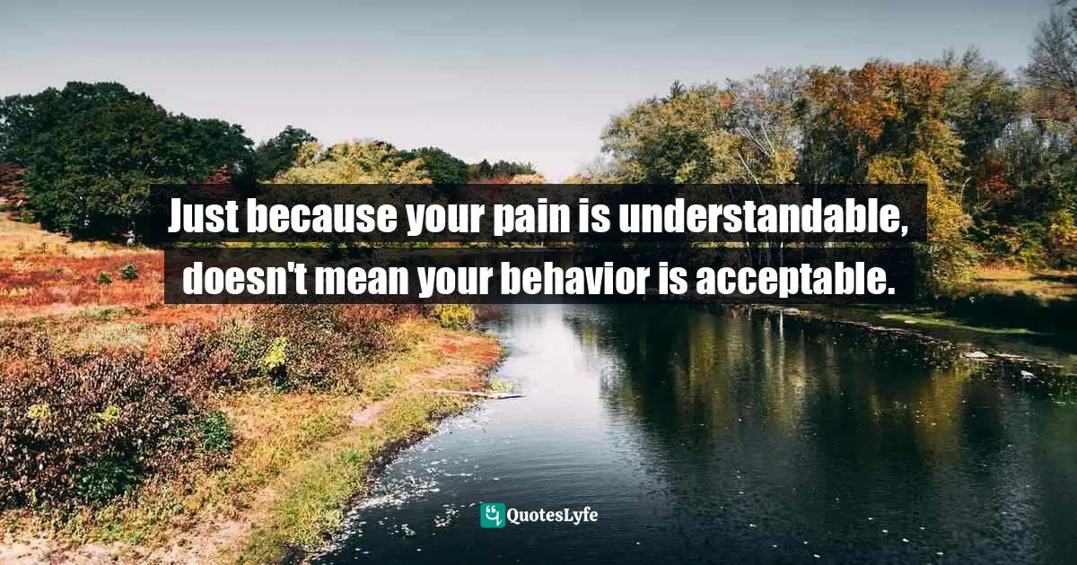 Just because your pain is understandable, doesn't mean your behavior is acceptable.