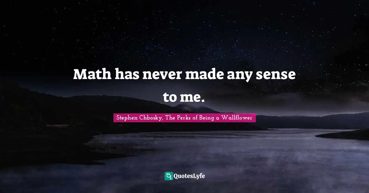 Stephen Chbosky, The Perks Of Being A Wallflower Quotes: "Math has never made any sense to me."