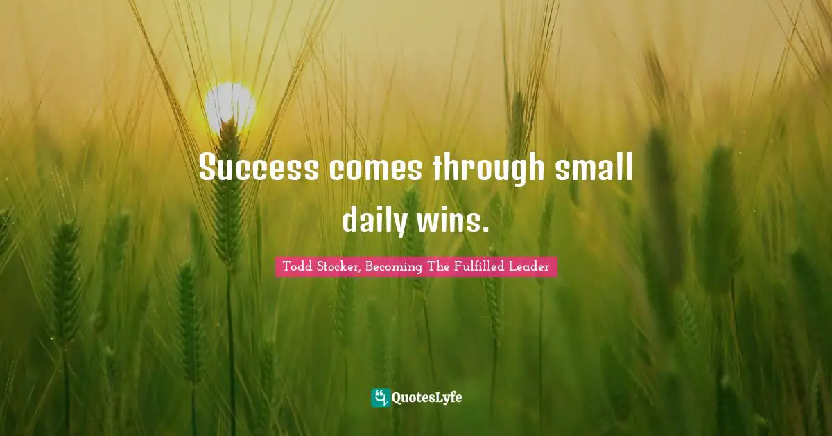 Success comes through small daily wins.
