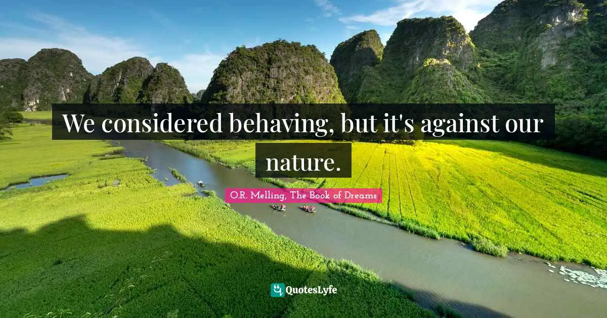 We considered behaving, but it's against our nature.