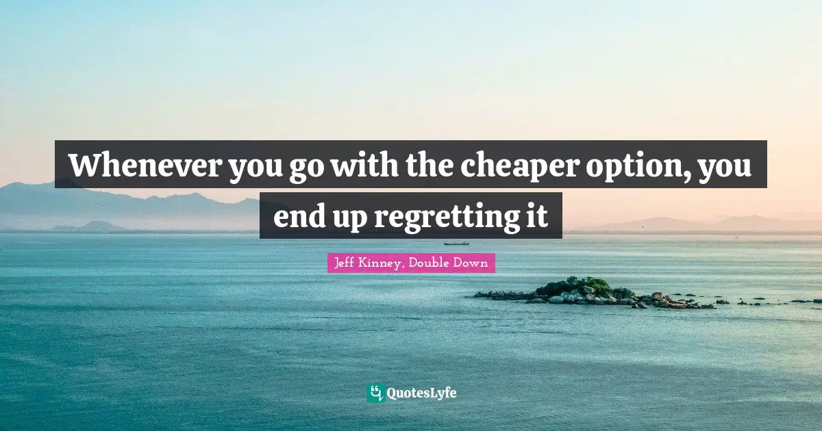 Whenever you go with the cheaper option, you end up regretting it