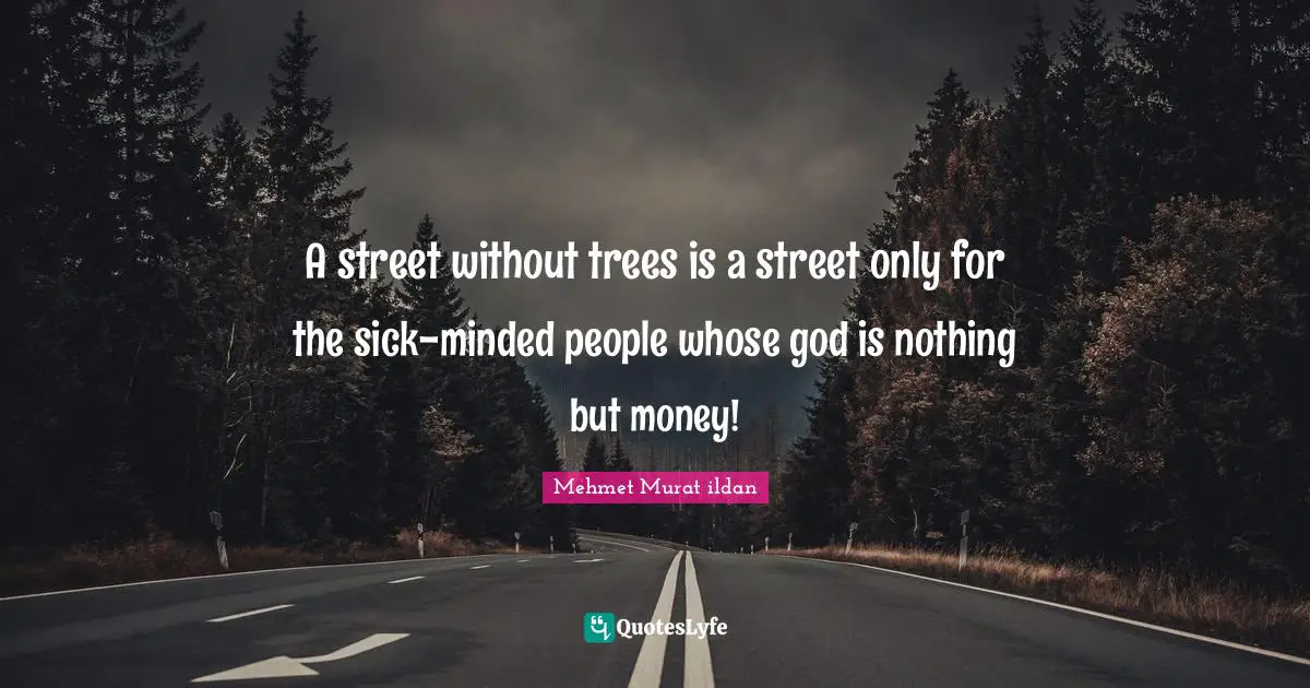 A street without trees is a street only for the sick-minded people whose god is nothing but money!