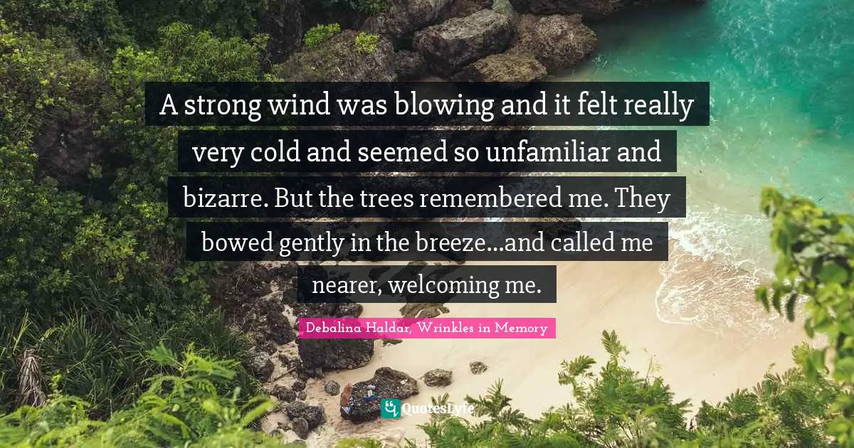 A strong wind was blowing and it felt really very cold and seemed so unfamiliar and bizarre. But the trees remembered me. They bowed gently in the breeze…and called me nearer, welcoming me.