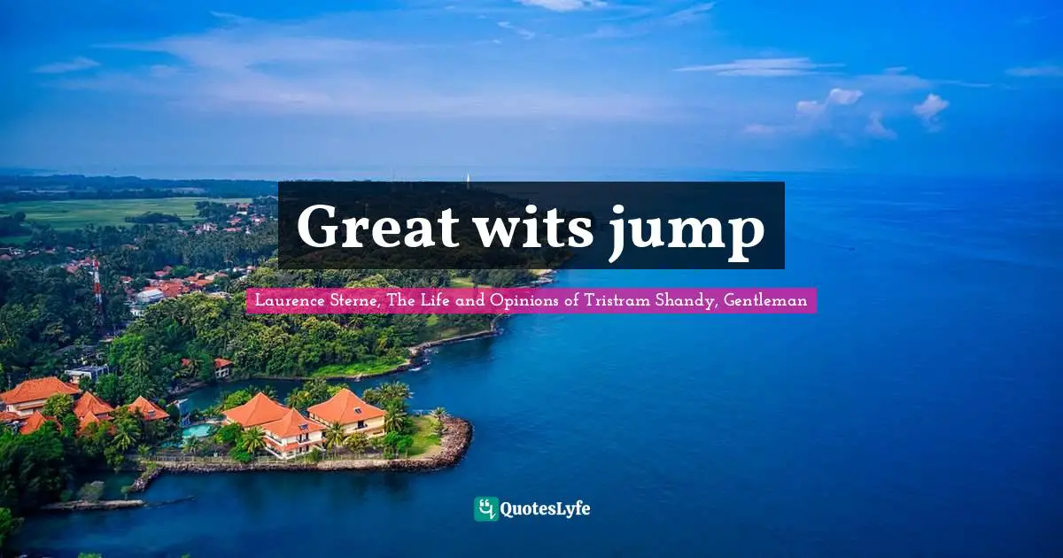 Wits Quotes: "Great wits jump"