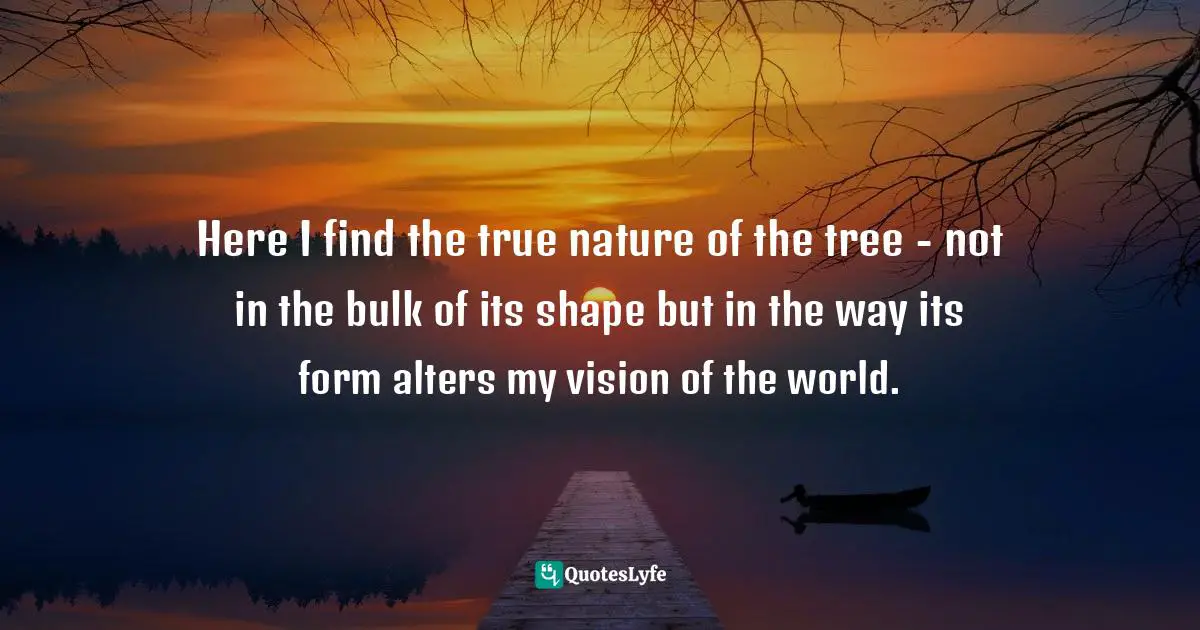 Here I find the true nature of the tree - not in the bulk of its shape but in the way its form alters my vision of the world.