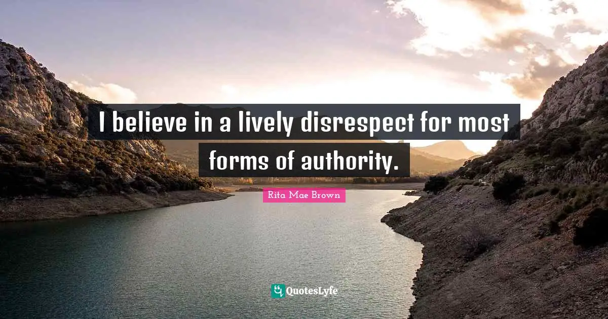 Rita Mae Brown Quotes: "I believe in a lively disrespect for most forms of authority."