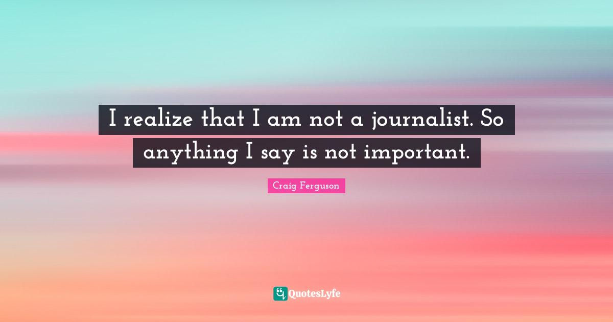 I realize that I am not a journalist. So anything I say is not important.