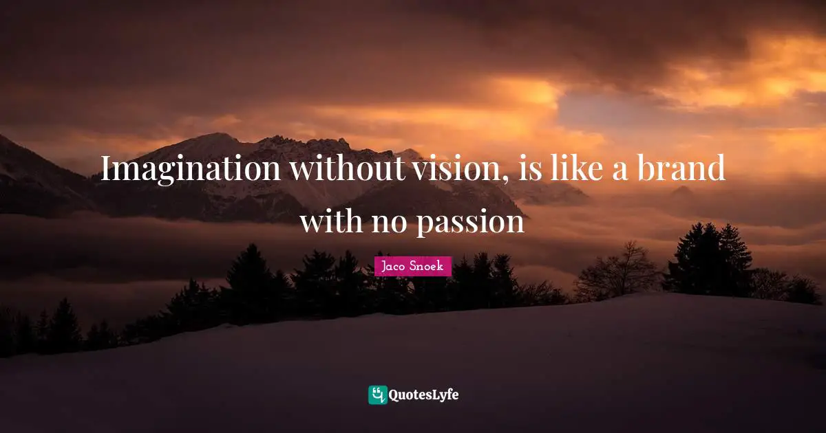 Imagination without vision, is like a brand with no passion