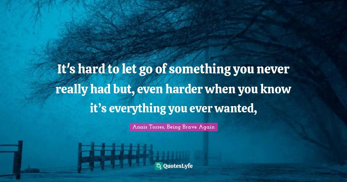 It's hard to let go of something you never really had but, even harder when you know it’s everything you ever wanted, 