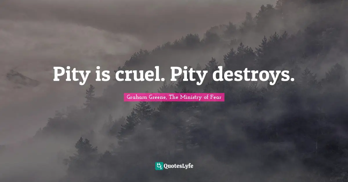 Pity is cruel. Pity destroys.