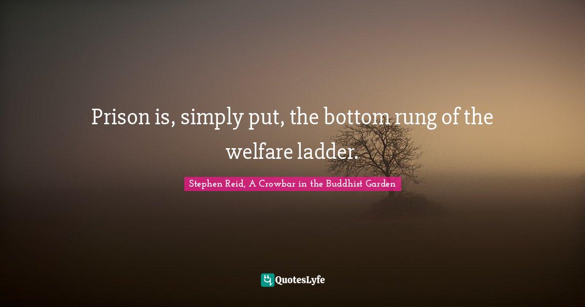 Prison is, simply put, the bottom rung of the welfare ladder.