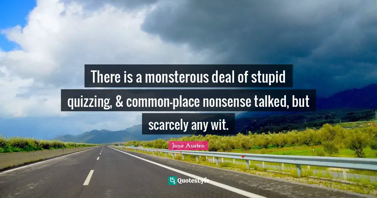 There is a monsterous deal of stupid quizzing, & common-place nonsense talked, but scarcely any wit.