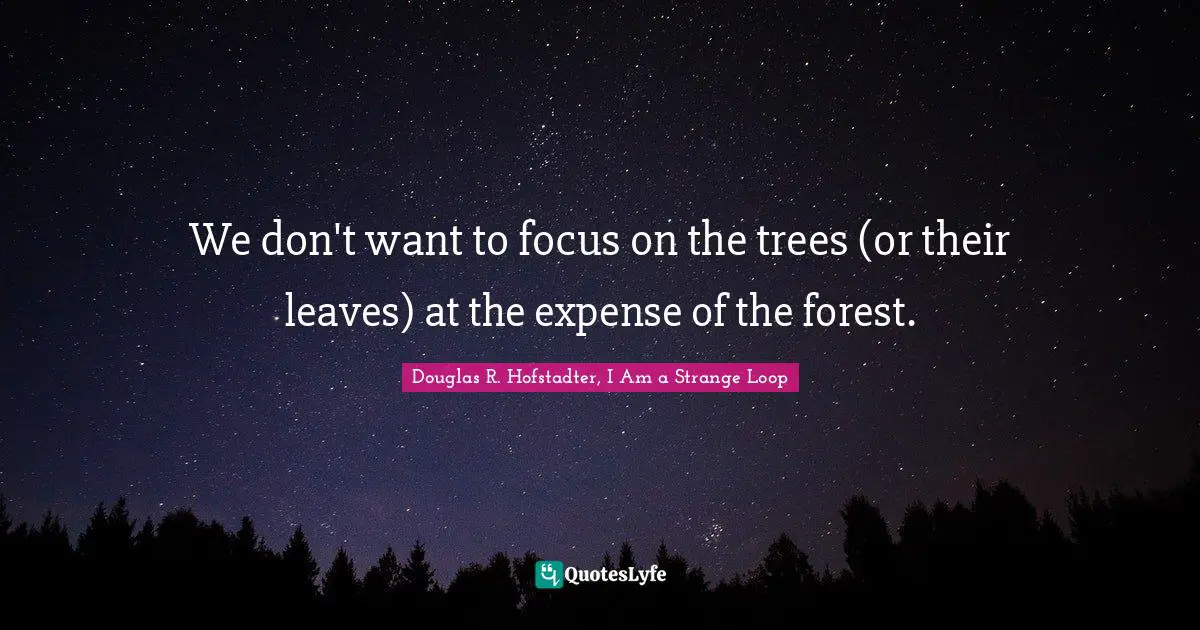 We don't want to focus on the trees (or their leaves) at the expense of the forest.