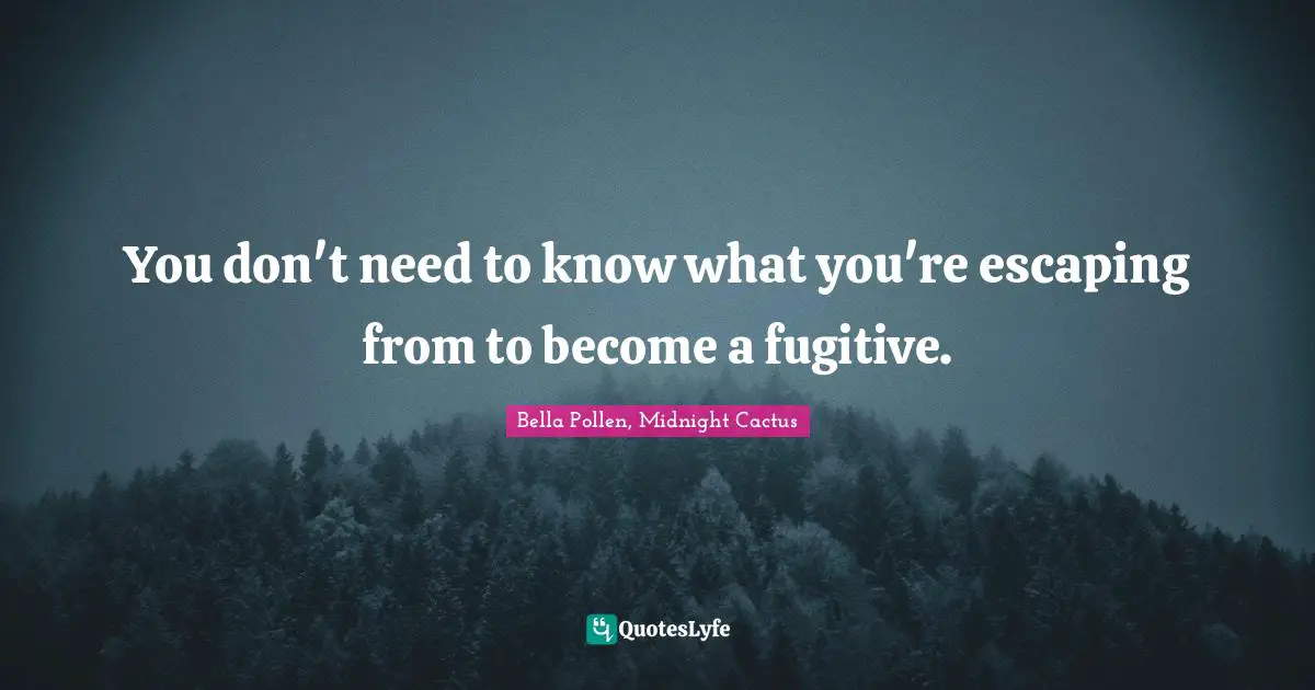 You don't need to know what you're escaping from to become a fugitive.