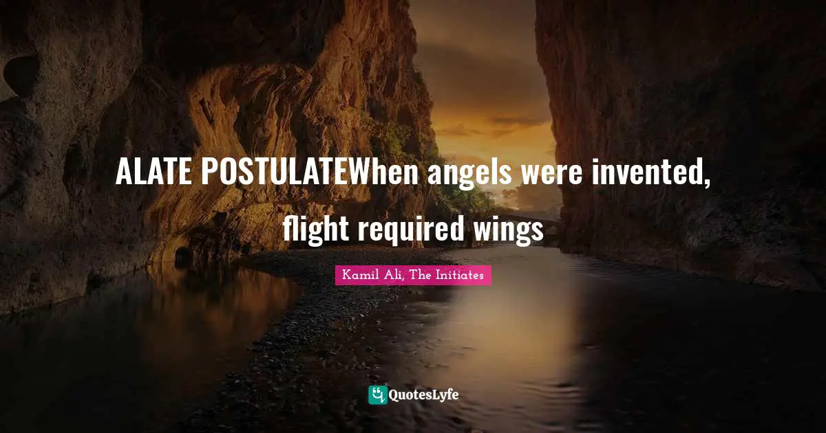 ALATE POSTULATEWhen angels were invented, flight required wings