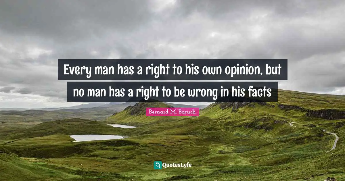 Every man has a right to his own opinion, but no man has a right to be wrong in his facts