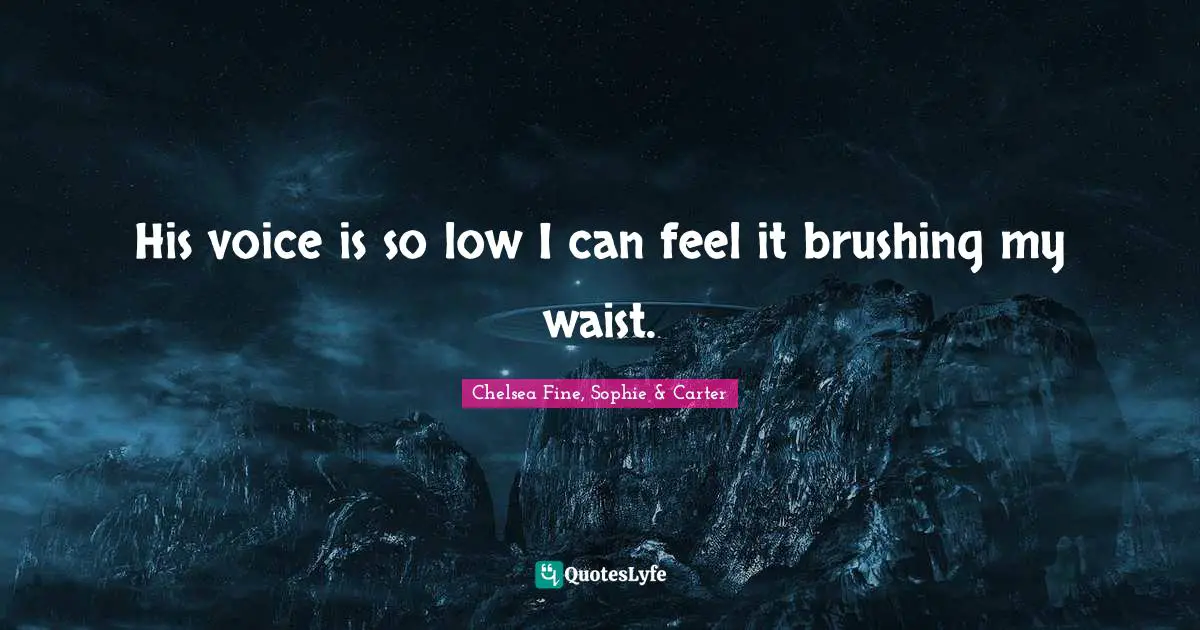 His voice is so low I can feel it brushing my waist.