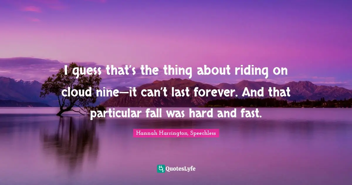 I guess that’s the thing about riding on cloud nine—it can’t last forever. And that particular fall was hard and fast.