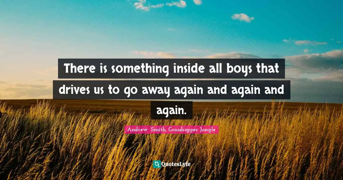 There is something inside all boys that drives us to go away again and again and again.