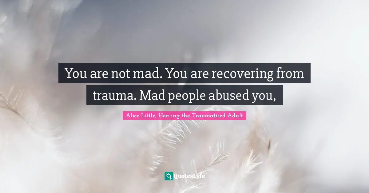 You are not mad. You are recovering from trauma. Mad people abused you, 