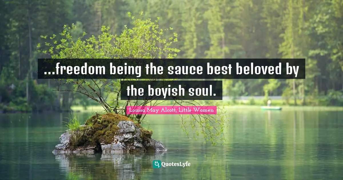 Louisa May Alcott, Little Women Quotes: ...freedom being the sauce best beloved by the boyish soul.