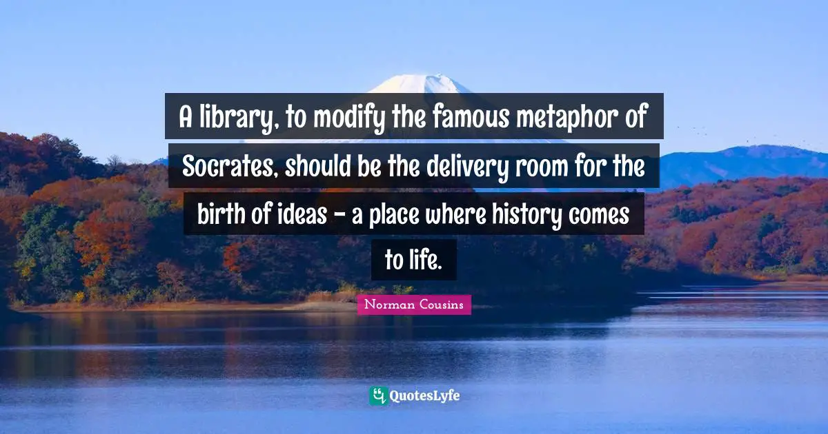 A library, to modify the famous metaphor of Socrates, should be the delivery room for the birth of ideas - a place where history comes to life.