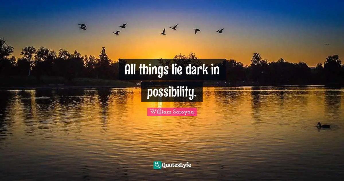 All things lie dark in possibility.