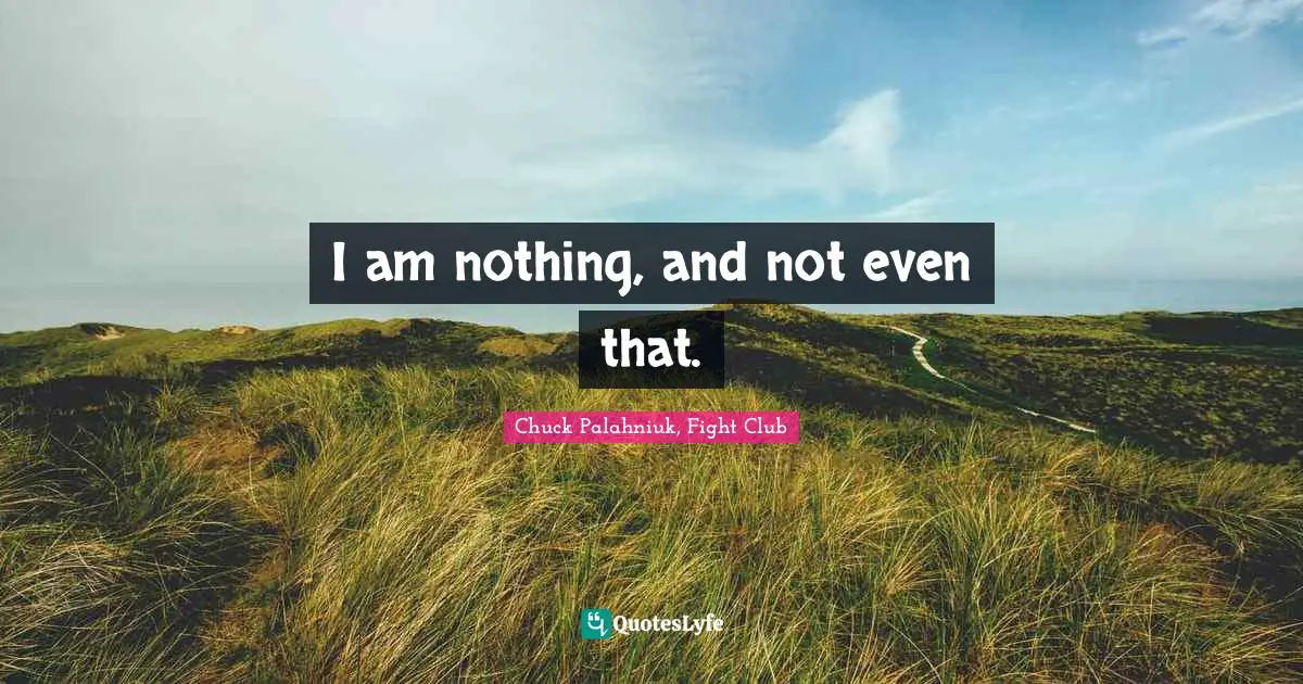 Chuck Palahniuk, Fight Club Quotes: "I am nothing, and not even that."