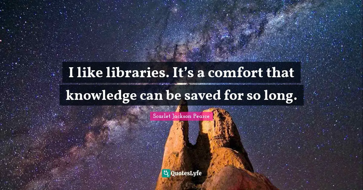I like libraries. It’s a comfort that knowledge can be saved for so long.