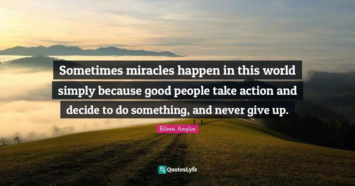 Sometimes miracles happen in this world simply because good people take action and decide to do something, and never give up.