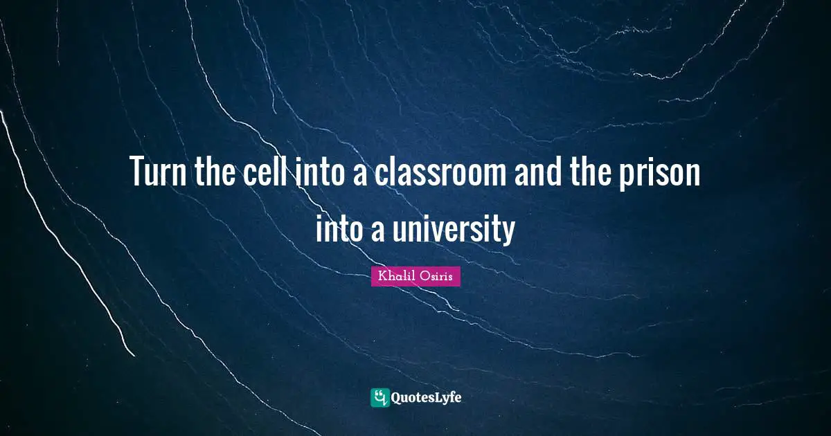 Turn the cell into a classroom and the prison into a university