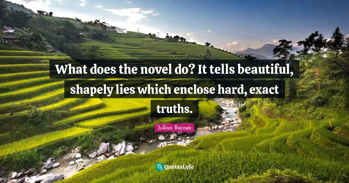 What does the novel do? It tells beautiful, shapely lies which enclose hard, exact truths.