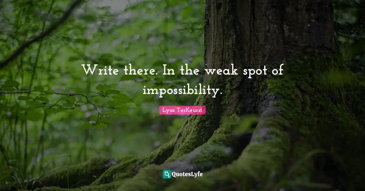 Write there. In the weak spot of impossibility.