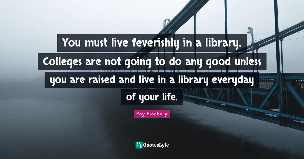 You must live feverishly in a library. Colleges are not going to do any good unless you are raised and live in a library everyday of your life.