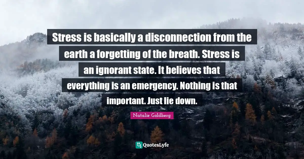 Stress is basically a disconnection from the earth a forgetting of the breath. Stress is an ignorant state. It believes that everything is an emergency. Nothing is that important. Just lie down.
