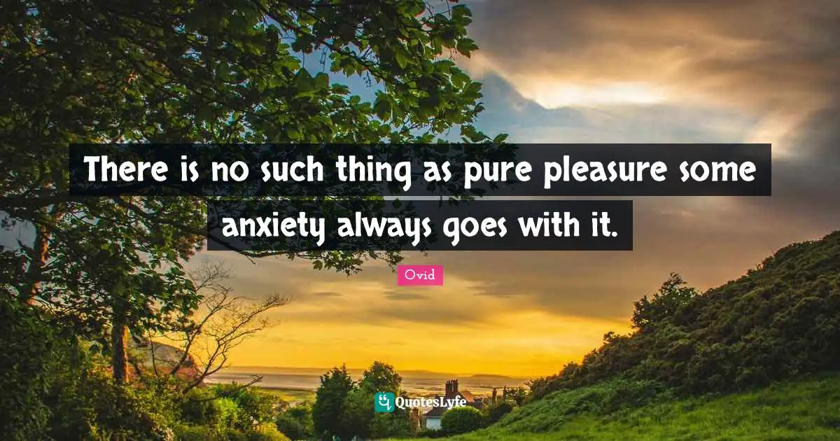 There is no such thing as pure pleasure some anxiety always goes with it.