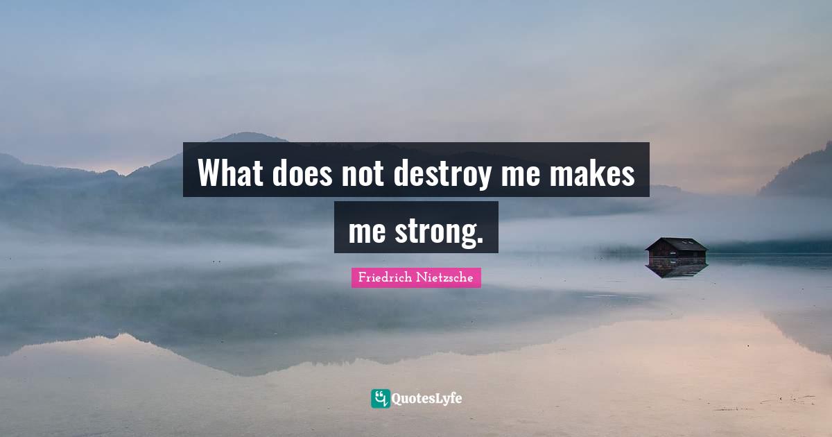 What does not destroy me makes me strong.