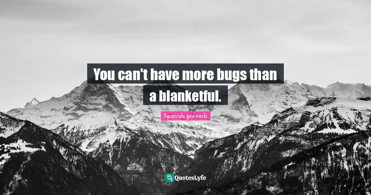 Spanish Proverb Quotes: "You can't have more bugs than a blanketful."