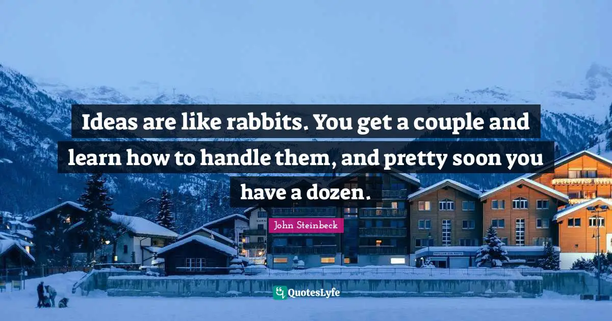 Ideas are like rabbits. You get a couple and learn how to handle them, and pretty soon you have a dozen.