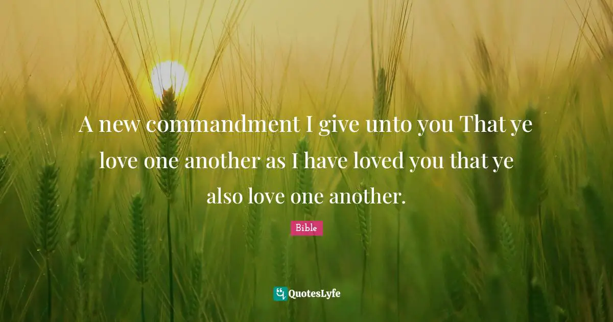 A new commandment I give unto you That ye love one another as I have loved you that ye also love one another.