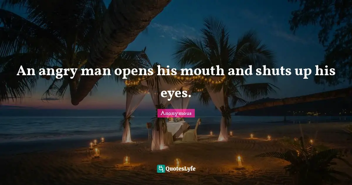 An angry man opens his mouth and shuts up his eyes.
